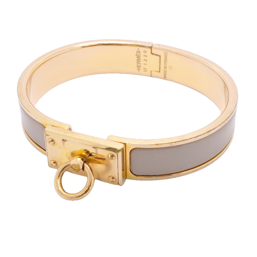 Hermes Bangle Clic Anaud GP Plated Gold Greige Women's